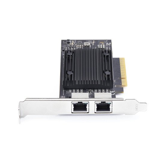 StarTech.com Carte Réseau PCIe 10 Gb Ethernet à 2 Ports, Carte d'Interface Réseau 10 GbE, Chipset Broadcom BCM57416, Double RJ45 10GBase-T/Gigabit, Carte NIC, TAA