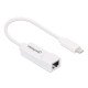 Manhattan Adaptateur USB-C vers Ethernet Gigabit, réseau 10/100/1000 Mbit/s, jusqu'à 2 Gbit/s en duplex intégral, RJ45, blanc, garantie 3 ans, équivalent à US1GC30W