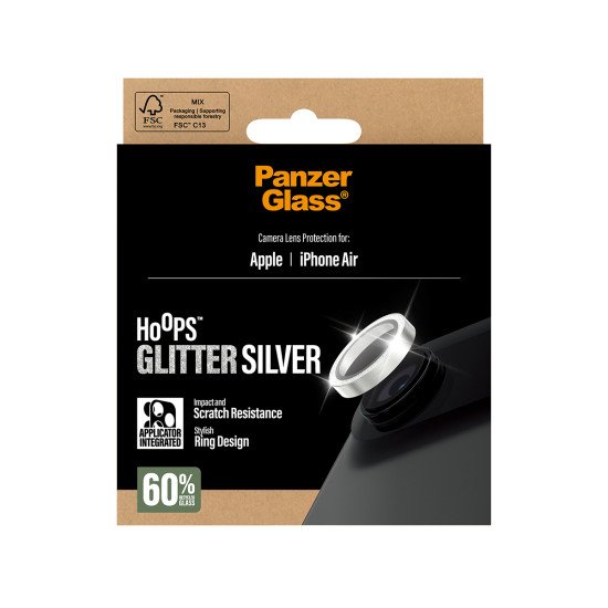 PanzerGlass ® Hoops® Camera Lens Protector Glitter Silver iPhone Air Protection d'écran transparent Apple 1 pièce(s)
