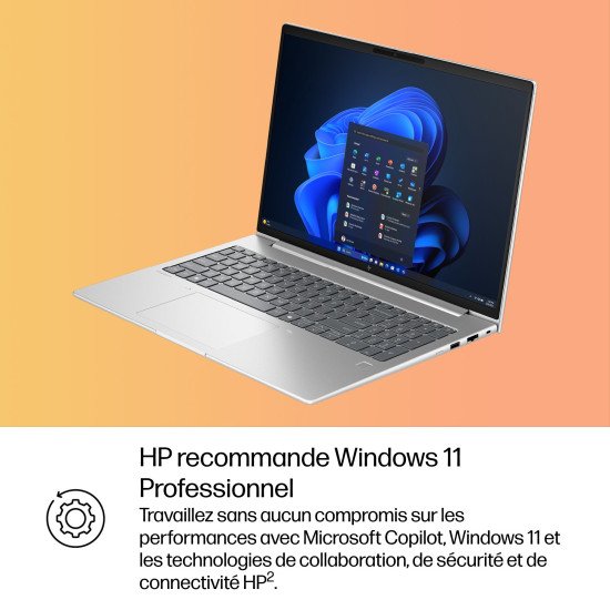 HP EliteBook 6 G1i AI Intel Core Ultra 5 225U Ordinateur portable 40,6 cm (16") WUXGA 24 Go DDR5-SDRAM 512 Go SSD Wi-Fi 7 (802.11be) Windows 11 Pro AI PC Argent