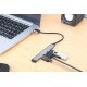 Manhattan Hub USB-A 4 ports, 4x USB-A (1x 5 Gbps USB 3.0 + 3x 480 Mbps USB 2.0), Alimenté par USB (aucune alimentation externe requise), aluminium