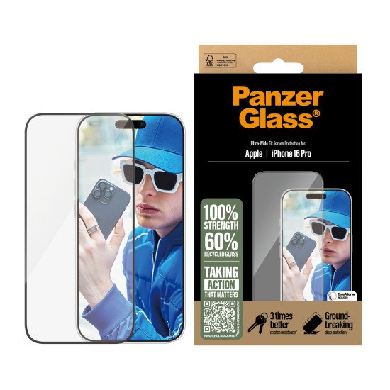 PanzerGlass ® Screen Protector iPhone 16 Pro | Ultra-Wide Fit Protection d'écran transparent Apple 1 pièce(s) PanzerGlass ® Screen Protector iPhone 16 Pro | Ultra-Wide Fit Protection d'écran transparent Apple 1 pièce(s)
