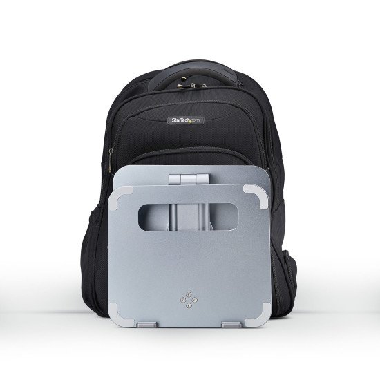 StarTech.com Support Télescopique pour PC Portable, Base Pivotante à 360°, Support Rotatif pour Bureau, Hauteur et Inclinaison Réglables, Poids Max 5kg, Construction en Aluminium, Design Portable
