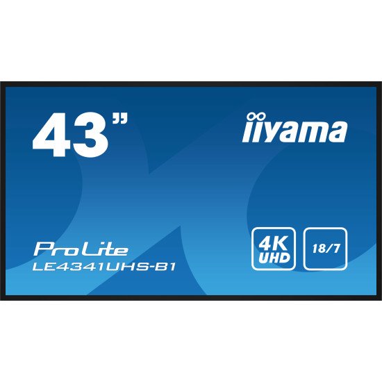 iiyama LE4341UHS-B1 affichage de messages Panneau plat de signalisation numérique 108 cm (42.5") LCD 350 cd/m² 4K Ultra HD Noir 18/7