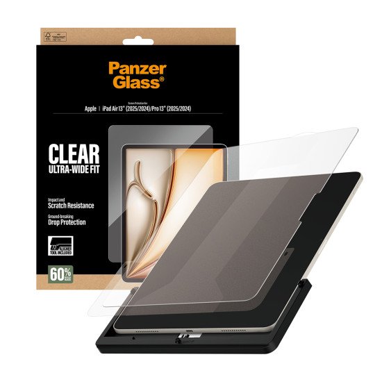 PanzerGlass ® Screen Protector iPad Air 13" (2024-2026) | Pro 13" (2024-2025) | Ultra-Wide Fit w. Fastfit tool Protection d'écran transparent Apple 1 pièce(s)
