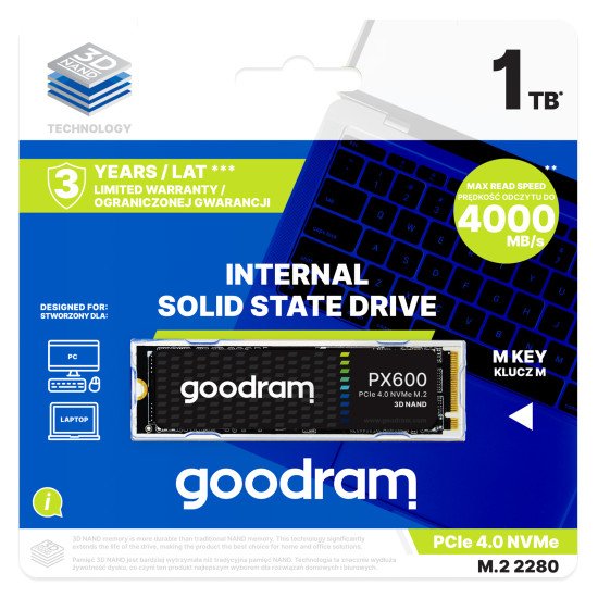 Goodram SSDPR-PX600-1K0-80 disque SSD M.2 1000 Go PCI Express 4.0 3D NAND NVMe