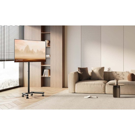 Manhattan Chariot pour TV/moniteurs, écrans 13"–42", Compatibilité VESA : de 75x75 à 200x200 mm (vérifiez les dimensions des quatre trous de fixation à l'arrière), charge max. 20 kg, 6 hauteurs, support