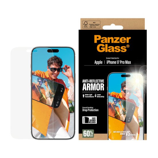 PanzerGlass ® Anti-Reflective Armor Screen Protector iPhone 17 Pro Max w. EasyAligner Protection d'écran transparent Apple 1 pièce(s)