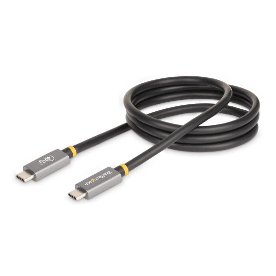 StarTech.com Câble USB4 de 1m, Câble USB-C Certifié par l'USB-IF, 40 Gbps, Cordon de Transfert de Données USB Type-C, 100W PD, 8K 60Hz, Compatible avec Thunderbolt 4/3/USB 3.2 (CC1M-40G-USB-CABLE)