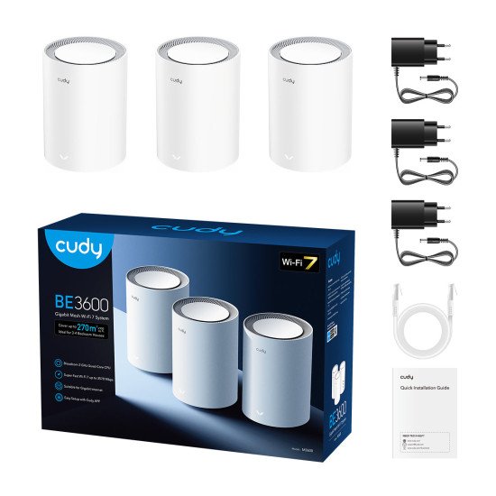 Cudy M3600 Bi-bande (2,4 GHz / 5 GHz) Wi-Fi 7 (802.11be) Blanc 3 Interne