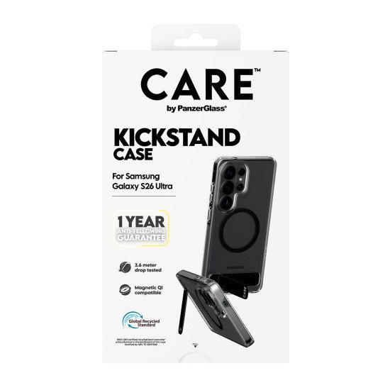 PanzerGlass CARE™ by ® Urban Explorer Case Transparent w. Black Kickstand & Qi Samsung Galaxy S26 Ultra coque de protection pour téléphones portables Housse