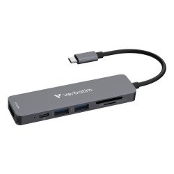 Verbatim 32156 hub & concentrateur USB 3.2 Gen 1 (3.1 Gen 1) Type-C 5000 Mbit/s Gris Verbatim 32156 hub & concentrateur USB 3.2 Gen 1 (3.1 Gen 1) Type-C 5000 Mbit/s Gris