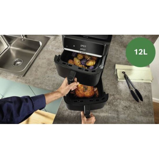Bosch Serie 6 MAFD661B7 friteuse Double 12 L Autonome 2800 W Friteuse d'air chaud Noir