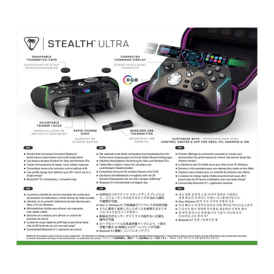 Turtle Beach Stealth Ultra Sans fil Haute Performance avec Station de Charge Rapide, Butée de gâchette réglables et Ecran de Commande pour Xbox Series X|S, Xbox One & PC [Licence officielle pour Xbox]