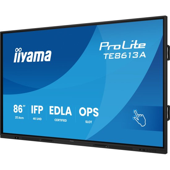 iiyama TE8613A-B2AG Écran d'affichage dynamique Écran plat interactif 2,17 m (85.6") Wifi 500 cd/m² 4K Ultra HD Noir Écran tactile Intégré dans le processeur Android 24/7