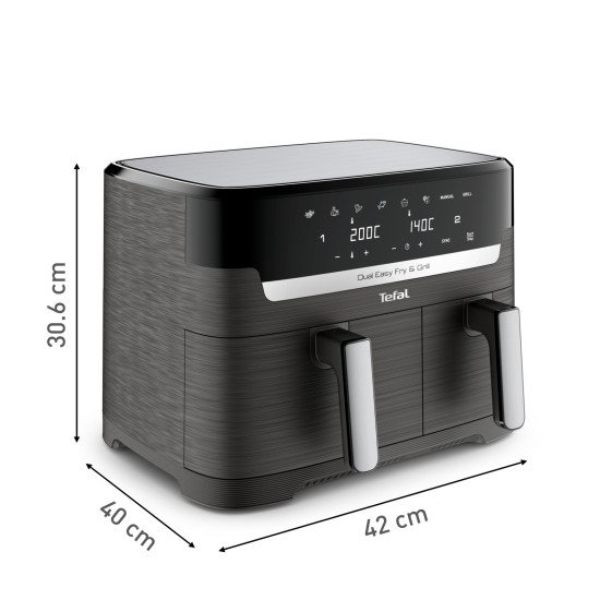 Tefal Dual Easy Fry & Grill EY905B Double 8,3 L Autonome 2700 W Friteuse d'air chaud Gris