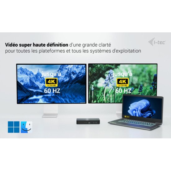 i-tec Universal Intelligent Dual Display Docking Station + Power Delivery 100W i-tec Universal Intelligent Dual Display Docking Station + Power Delivery 100W