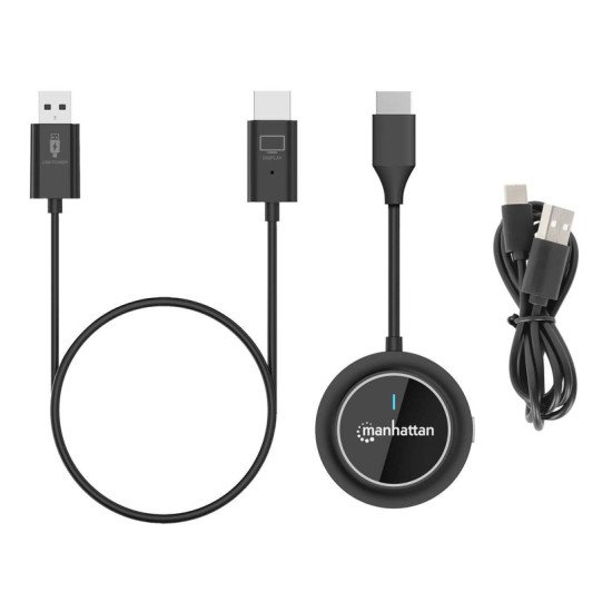Manhattan Kit de présentation sans fil HDMI 1080p, ensemble de 2 pièces avec récepteur HDMI et émetteur HDMI type dongle, pour diffusion vidéo sans fil depuis un ordinateur portable, une tablette ou un smartphone vers un téléviseur ou un projecteur HDMI, 