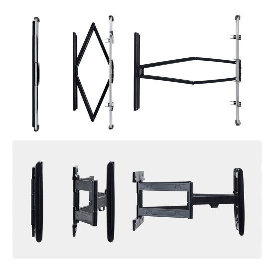 StarTech.com Support Mural Articulé Ultra Fin pour Téléviseurs à Écran Plat Jusqu'à 65" et 45kg, VESA 600x400, Conforme TAA, Profil Bas