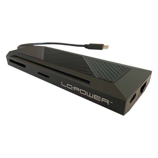 LC-Power LC-HUB-C-MULTI-6-RGB hub & concentrateur USB 3.2 Gen 2 (3.1 Gen 2) Type-C 5000 Mbit/s Noir