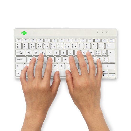 R-Go Tools Clavier ergonomique R-Go Compact Break, clavier compact avec logiciel de pause,QWERTZ (CH), Bluetooth, blanc