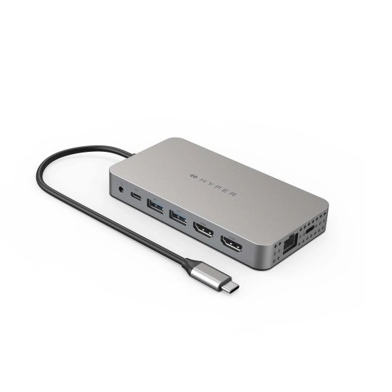 HYPER Dual 4K HDMI 10-in-1 USB-C Hub For M1/M2 MacBooks USB Type-C 104 Mbit/s Argent