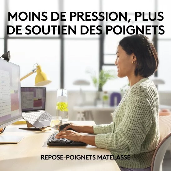 Logitech Wave Keys clavier ergonomique sans fil avec repose-poignets rembourré Logitech Wave Keys clavier ergonomique sans fil avec repose-poignets rembourré