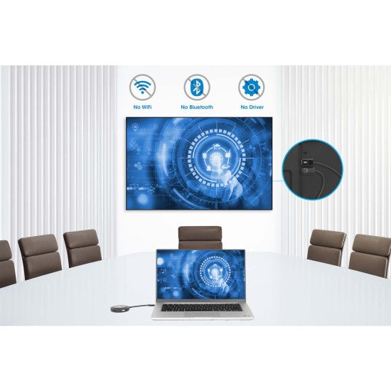 Manhattan Kit de présentation sans fil HDMI 1080p, ensemble de 2 pièces avec récepteur HDMI et émetteur USB-C type dongle, pour diffusion vidéo sans fil depuis un ordinateur portable, une tablette ou un smartphone vers un téléviseur ou un projecteur HDMI,
