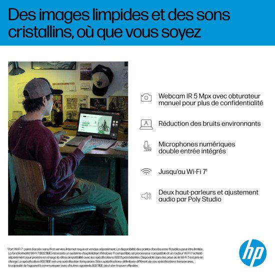 HP OmniBook X FlipNGAI 16-ar0771nb Copilot+ PC AMD Ryzen AI 7 350 Hybride (2-en-1) 40,6 cm (16") Écran tactile 2K 16 Go LPDDR5x-SDRAM 1 To SSD Wi-Fi 6E (802.11ax) Windows 11 Home Argent