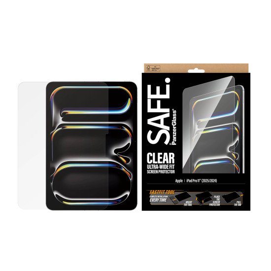 PanzerGlass SAFE. by ® Screen Protector iPad Pro 11" (2024-2025) | Ultra-Wide Fit w. Fastfit tool Protection d'écran transparent Apple 1 pièce(s)