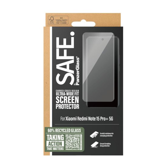PanzerGlass SAFE. by ® Screen Protector Xiaomi Redmi Note 15 Pro+ 5G | Ultra-Wide Fit Protection d'écran transparent 1 pièce(s)