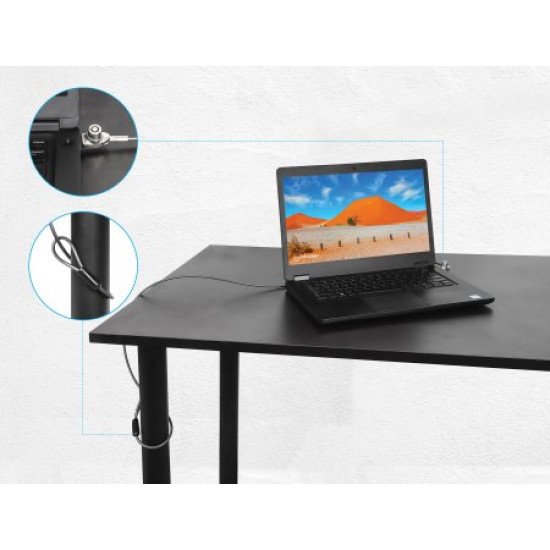 Manhattan Câble antivol pour ordinateur portable (Nano) avec 2 clés, compatible avec encoche Nano, câble de 1,5 m, acier avec gaine PVC transparente, garantie à vie