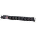 Intellinet Unité de distribution d'alimentation (PDU) 19" 1U à 8 prises EU, avec interrupteur marche/arrêt, montage horizontal, 16 A, prises EU CEE 7/3, câble d'alimentation 2 m, sortie, montage en rack, garantie trois ans