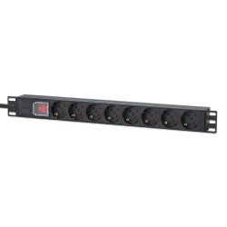 Intellinet Unité de distribution d'alimentation (PDU) 19" 1U à 8 prises EU, avec interrupteur marche/arrêt, montage horizontal, 16 A, prises EU CEE 7/3, câble d'alimentation 2 m, sortie, montage en rack, garantie trois ans