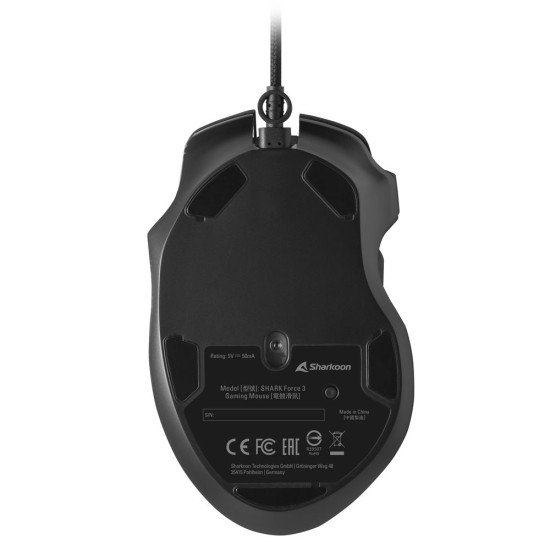 Sharkoon SHARK Force 3 souris Gaming Droitier USB Type-A Optique 12800 DPI