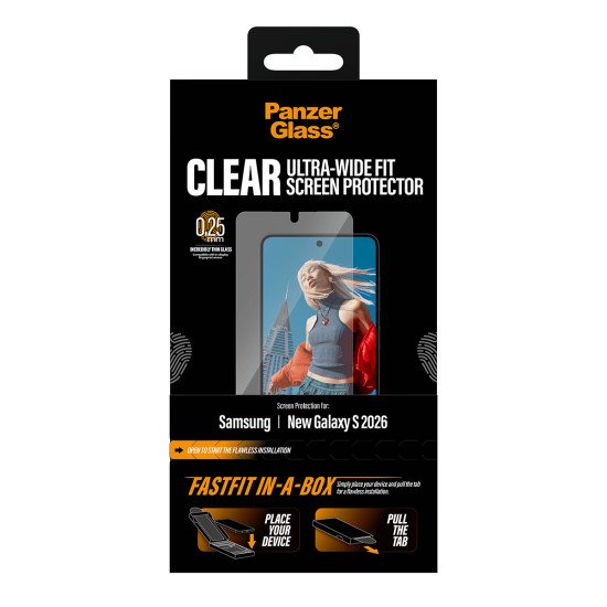 PanzerGlass ® Screen Protector Samsung New Galaxy S 2026 | Ultra-Wide Fit w. FASTFIT IN-A-BOX Protection d'écran transparent 1 pièce(s)