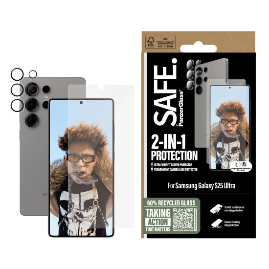 PanzerGlass SAFE. by ® 2-in-1 Bundle Samsung Galaxy S25 Ultra Protection d'écran transparent 1 pièce(s)