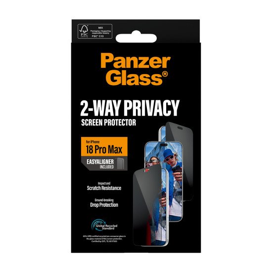 PanzerGlass ® 2-Way Privacy Screen Protector iPhone 2026 Pro Max | Ultra-Wide Fit w. EasyAligner Protection d'écran transparent 1 pièce(s)