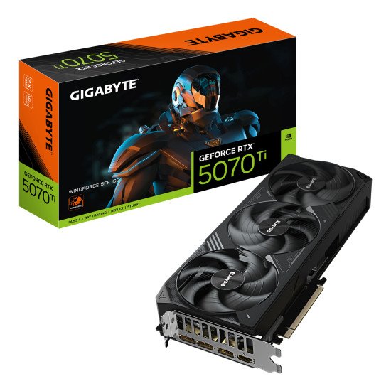 GIGABYTE GeForce RTX 5070 Ti WINDFORCE SFF 16G Carte Graphique - 16GB GDDR7, 256bit, PCI-E 5.0, 2452 MHz Fréquence du cœur, 3 x DP 2.1b, 1 x HDMI 2.1b, NVIDIA DLSS 4, GV-N507TWF3-16GD