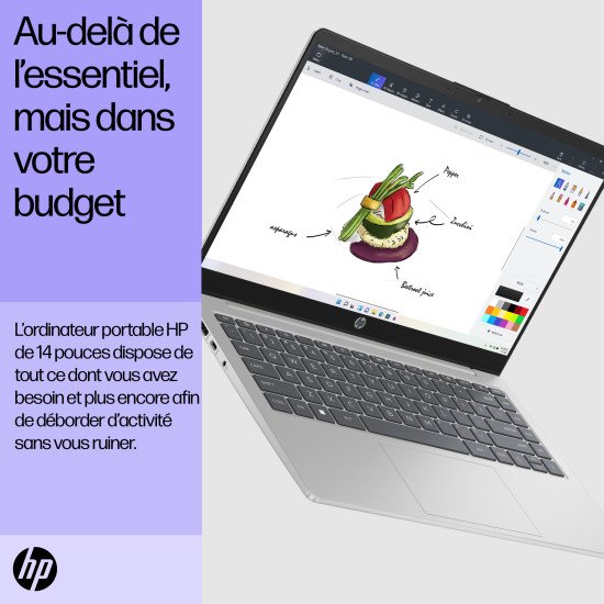 HP 14-ep0752nb Intel® Core™ i5 i5-1334U Ordinateur portable 35,6 cm (14") Full HD 8 Go DDR4-SDRAM 512 Go SSD Wi-Fi 6 (802.11ax) Windows 11 Home Argent
