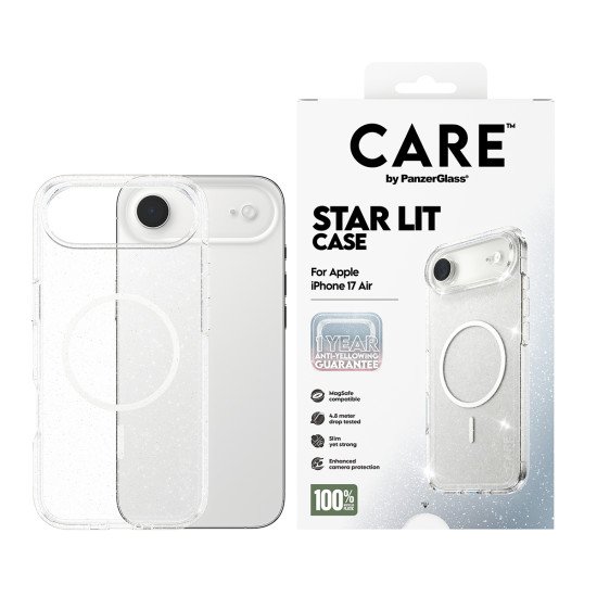 PanzerGlass CARE by ® Flagship Case Urban Explorer Star Lit w. White MagSafe iPhone 17 Air coque de protection pour téléphones portables Housse Transparent PanzerGlass CARE by ® Flagship Case Urban Explorer Star Lit w. White MagSafe iPhone 17 Air coque de protection pour téléphones portables Housse Transparent