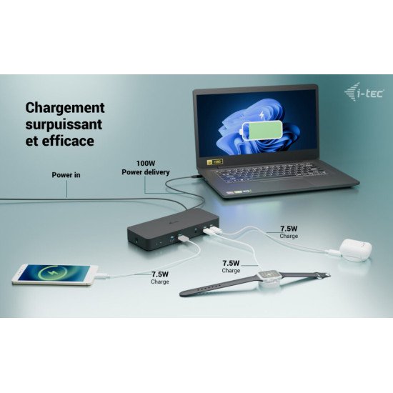 i-tec USB-C Intelligent Triple Display Docking Station + Power Delivery 100W i-tec USB-C Intelligent Triple Display Docking Station + Power Delivery 100W
