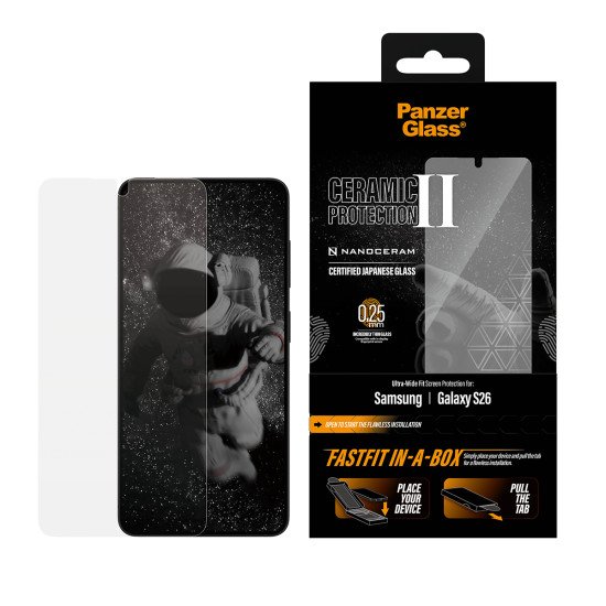 PanzerGlass ® Ceramic Screen Protector Samsung Galaxy S26 | Ultra-Wide Fit w. Fastfit in-a-box Protection d'écran transparent 1 pièce(s)