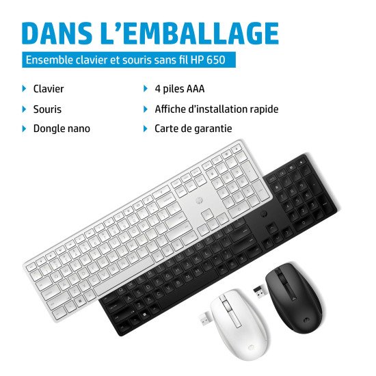 HP Ensemble clavier et souris sans fil 650