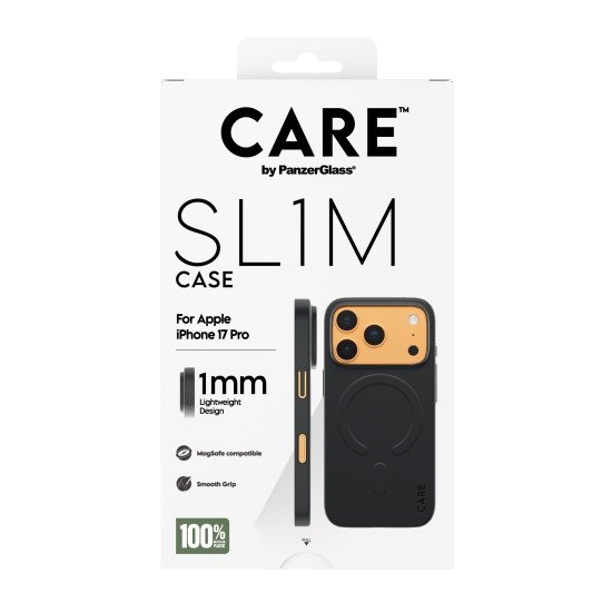 PanzerGlass CARE™ by ® SL1M Case Black w. MagSafe iPhone 17 Pro coque de protection pour téléphones portables Housse Noir