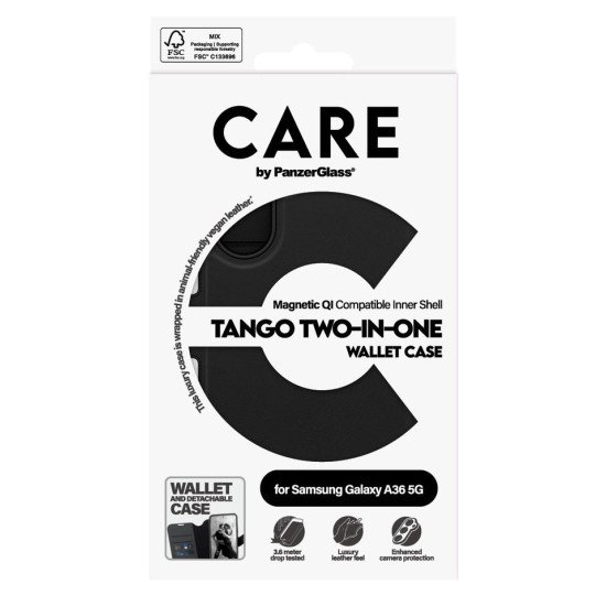 PanzerGlass Tango Two-in-One coque de protection pour téléphones portables 17 cm (6.7") Étui avec portefeuille Noir