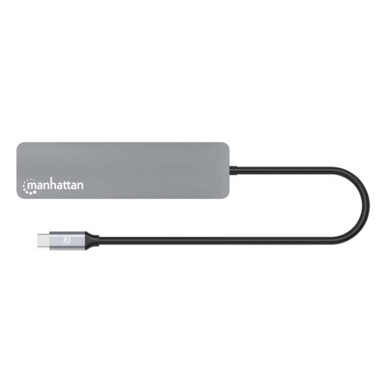 Manhattan Dock/hub USB-C avec lecteur de cartes, 5 ports : HDMI, 2x USB-A + 2x USB-C, avec Power Delivery (PD) 100 W - nécessite un chargeur USB-C externe (non inclus). Alimenté par USB (aucune alimentation externe requise) lorsque le PD n'est pas utilisé