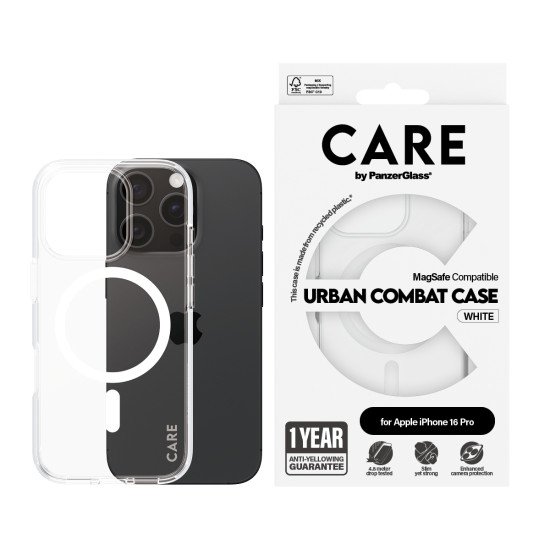 PanzerGlass CARE by PG White MagS iPhone16 6.3 Pro coque de protection pour téléphones portables Housse Transparent PanzerGlass CARE by PG White MagS iPhone16 6.3 Pro coque de protection pour téléphones portables Housse Transparent