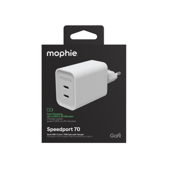 mophie Speedport 70 Universel Blanc Secteur Charge rapide Intérieure