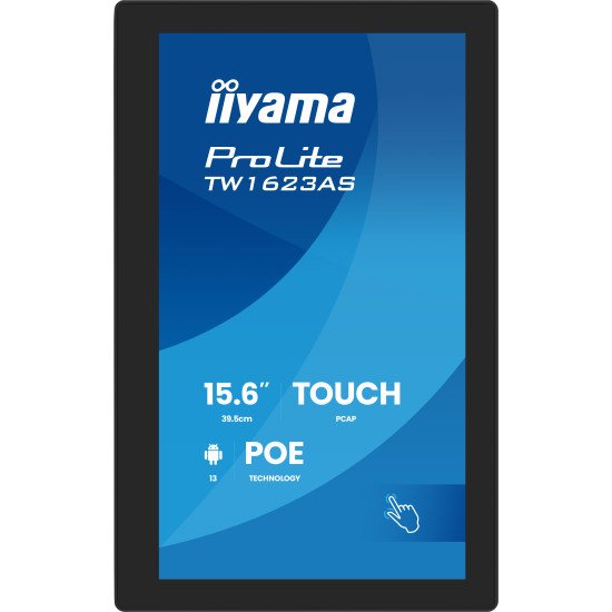 iiyama TW1623AS-B3P Écran d'affichage dynamique Écran plat interactif 39,6 cm (15.6") LED Wifi 450 cd/m² Full HD Noir Écran tactile Intégré dans le processeur Android 24/7